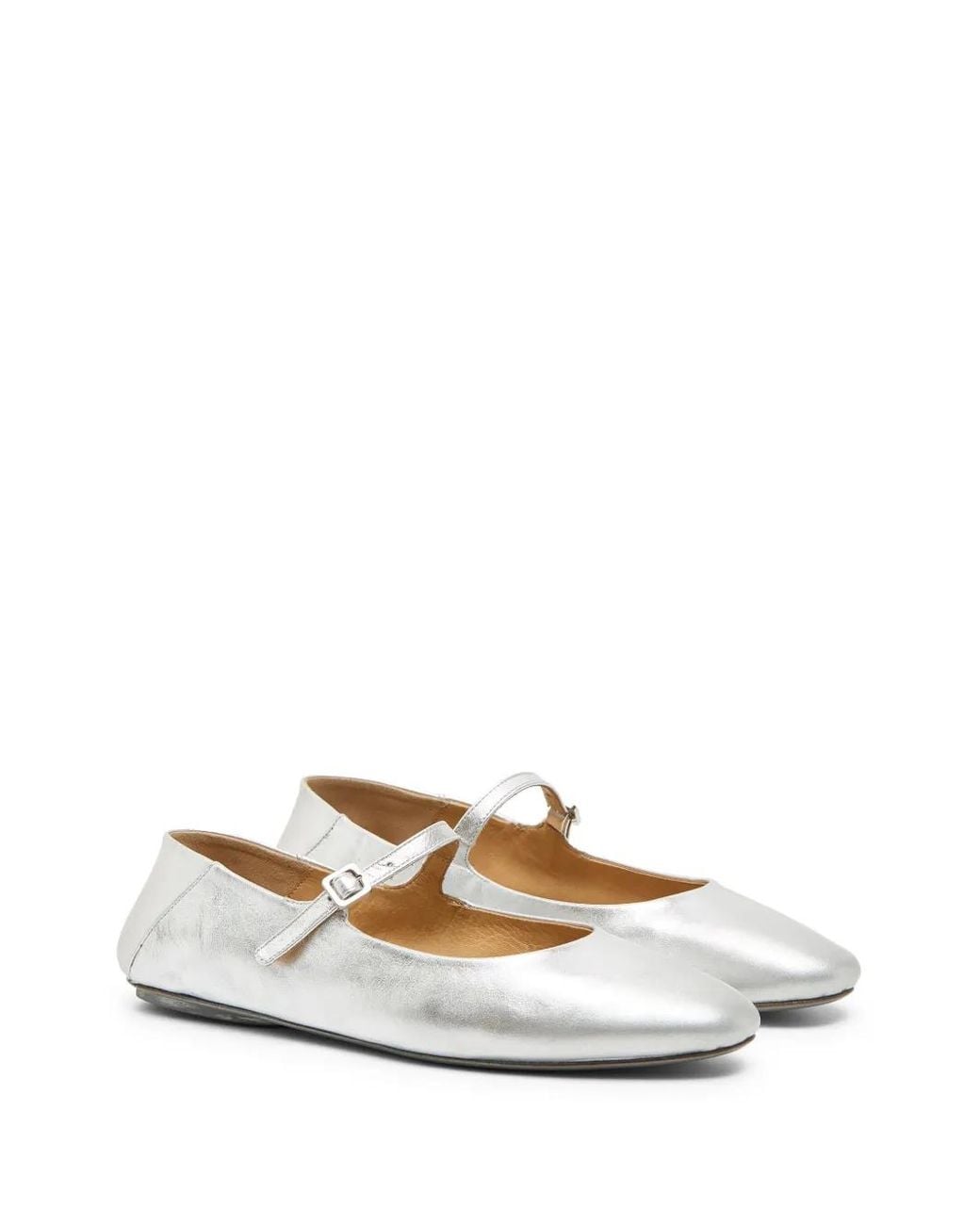 Marsèll White Strascico Buckled Ballet Flats