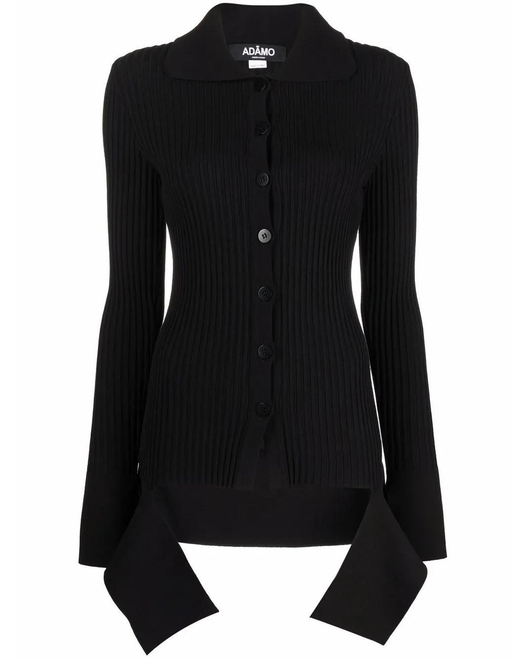 ANDREADAMO Black Cut-Out Detail Long-Sleeve Ribbed Cardigan