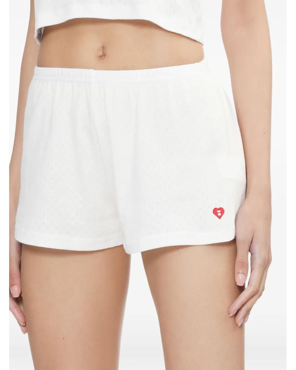 AAPE BY A BATHING AP White Heart-Motif Cotton Shorts