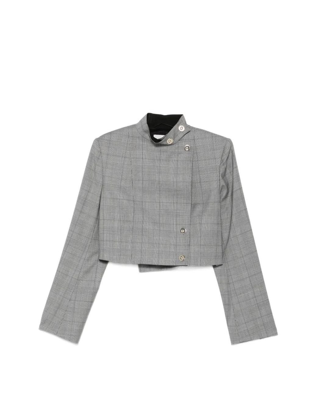 Sportmax Gray Veste Crop À Motif Prince De Galles