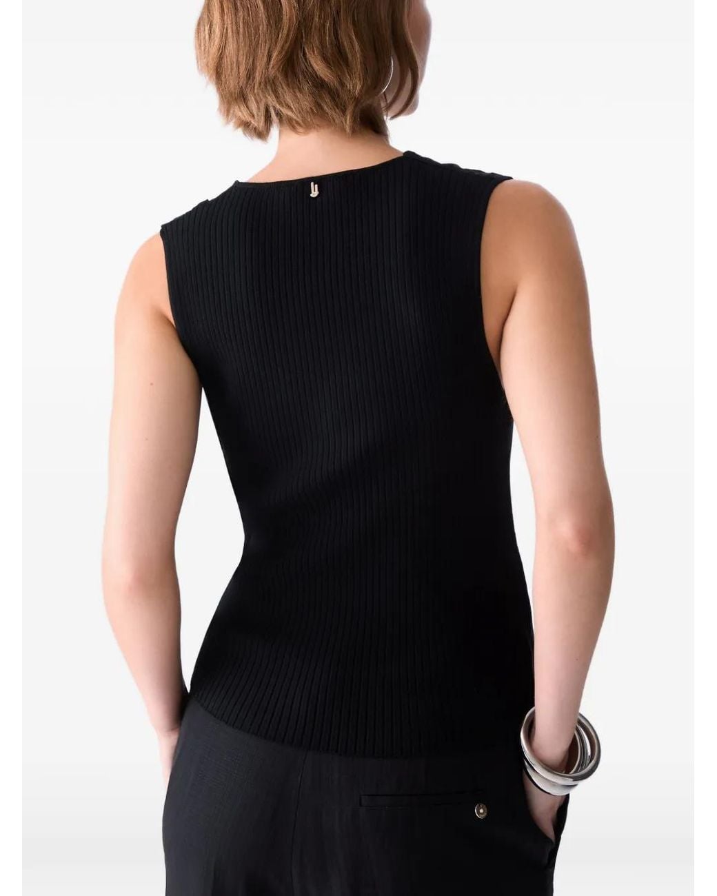 Liu Jo Black Top With Jewel Embroidery