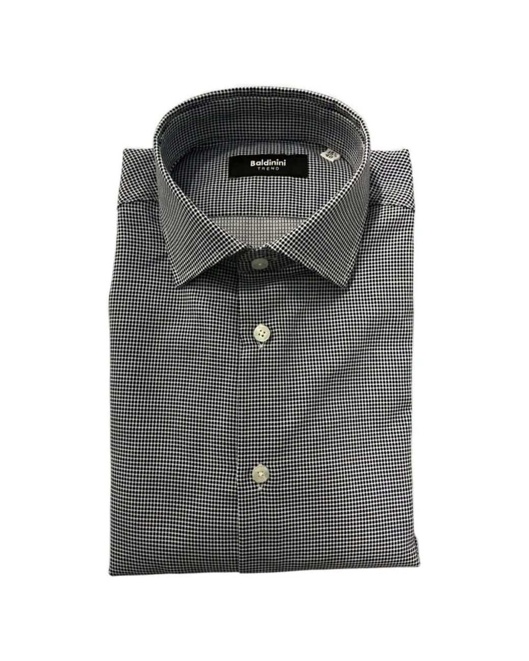 Baldinini Gray Geometric-Print Shirt for men