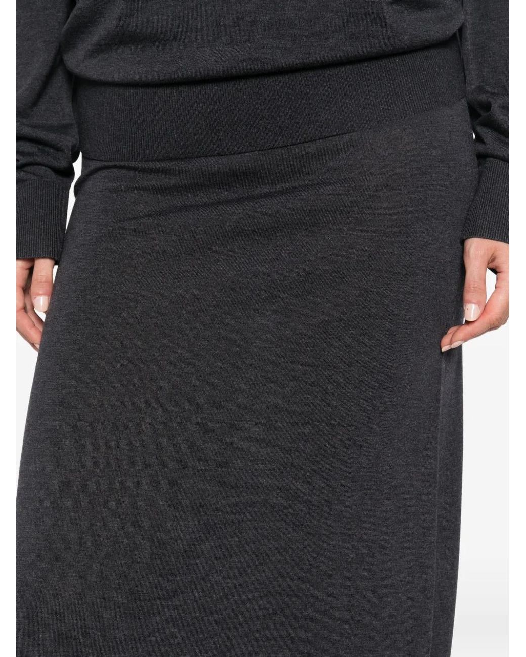 Totême Black Long Knit Skirt