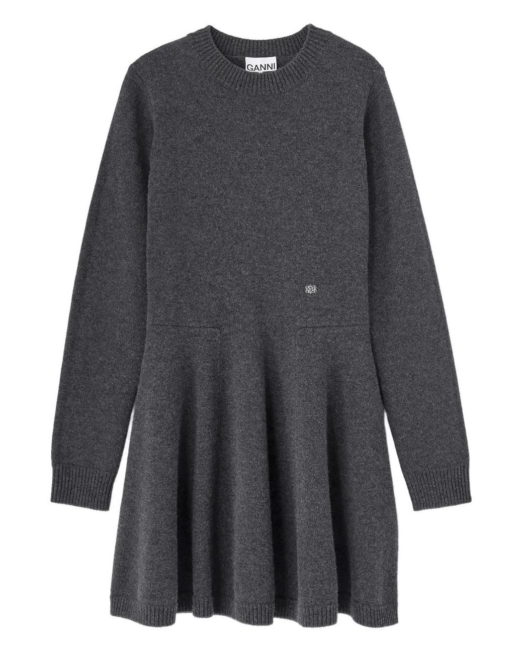 Ganni Gray Wool Mini Dress