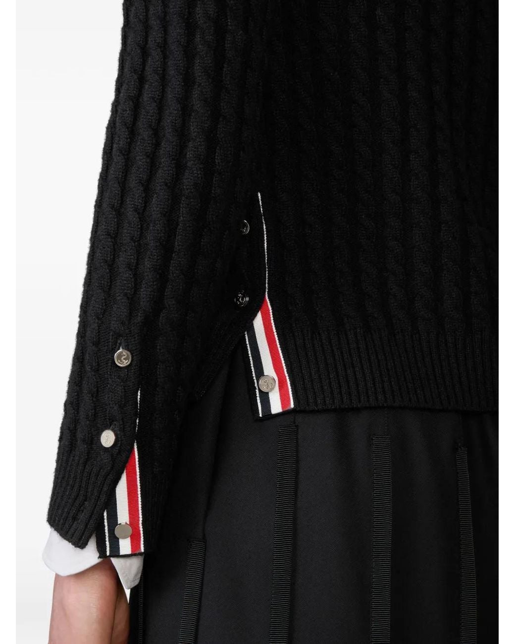 Thom Browne Black Cashmere Baby Cable Stitch Cardigan