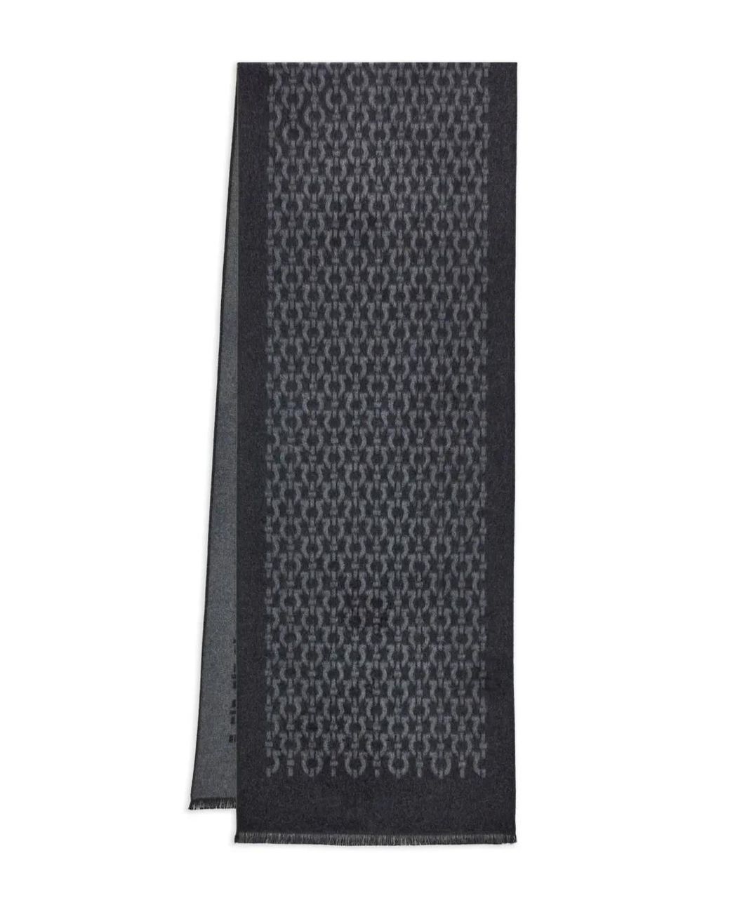 Ferragamo Gray Gancini-Print Silk Scarf for men