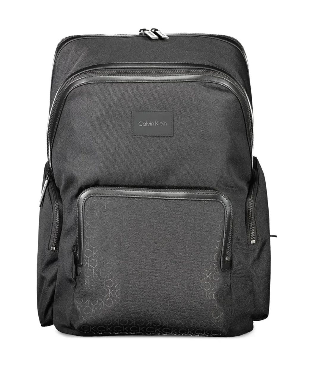 Calvin Klein Black Monogram-Print Backpack for men