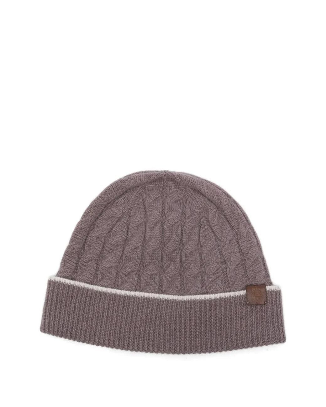Eleventy Brown Cable-Knit Beanie Hat for men