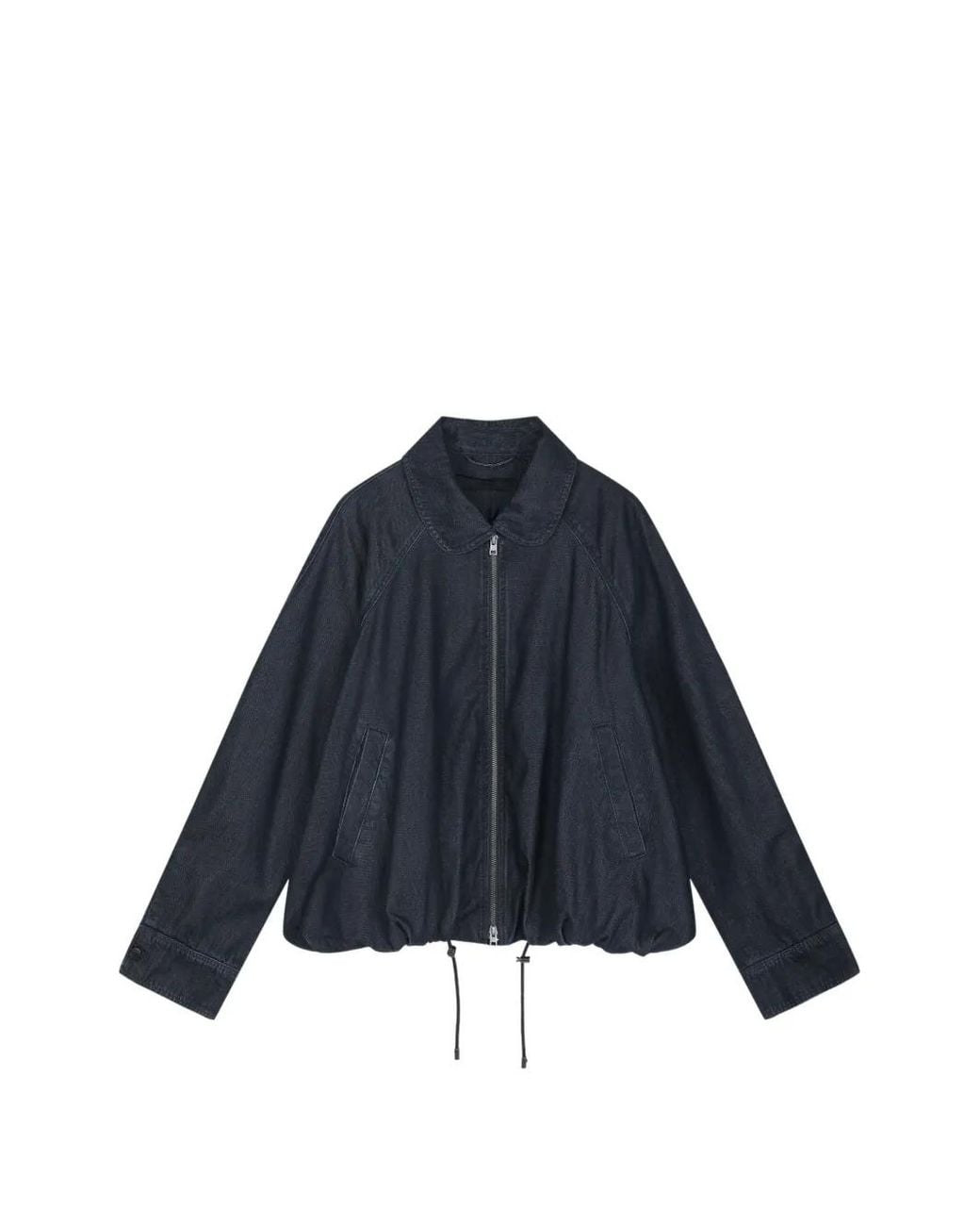 JNBY Blue Drawstring Raglan-Sleeve Denim Jacket