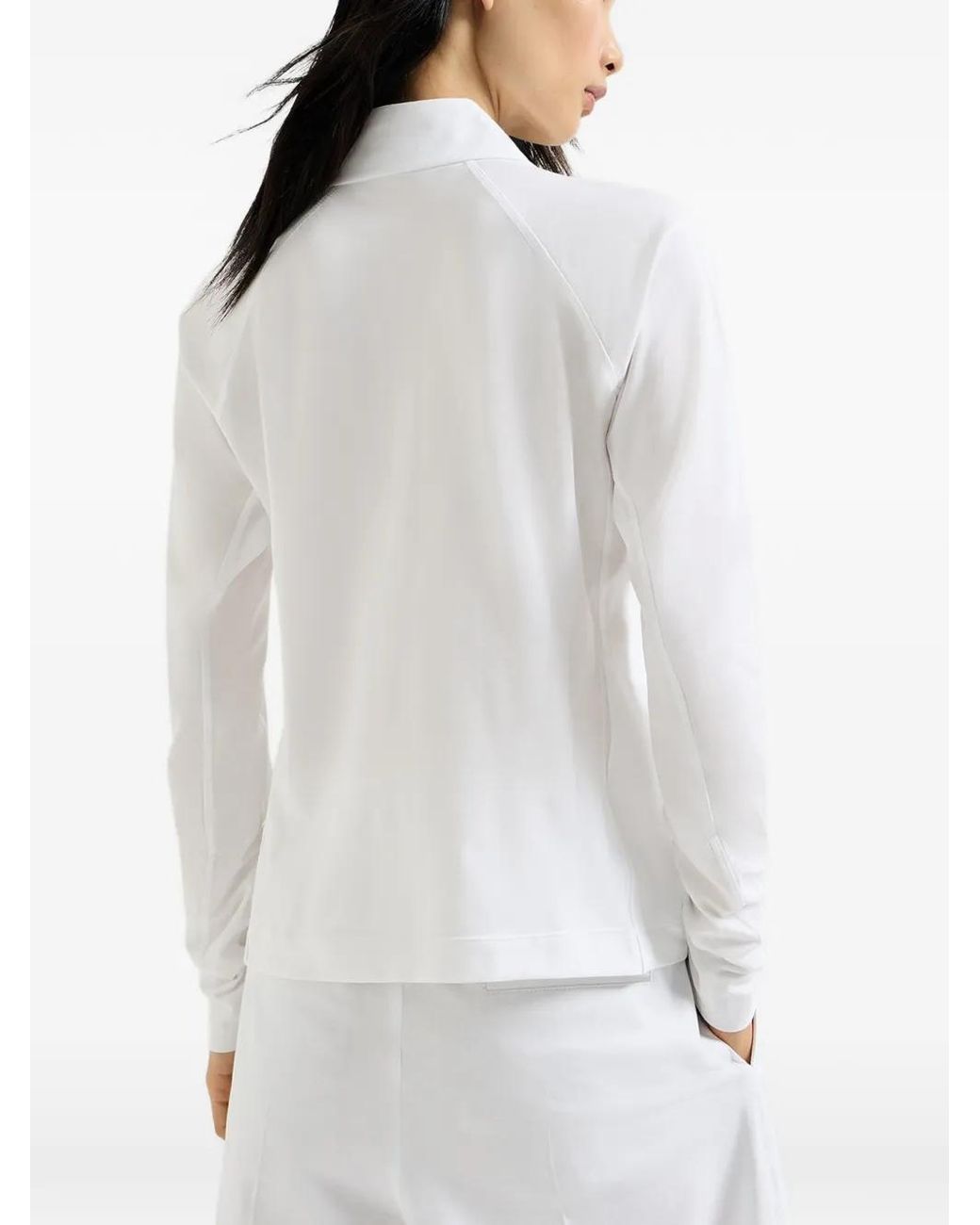 Brunello Cucinelli White Techno Piqué Sweatshirt With Logo And Precious Half Zip