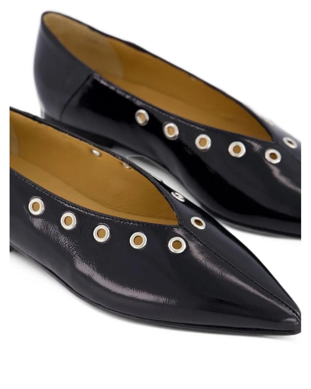 Toral Shoes White Eyelet-Embellished Pointed-Toe Ballet Flats