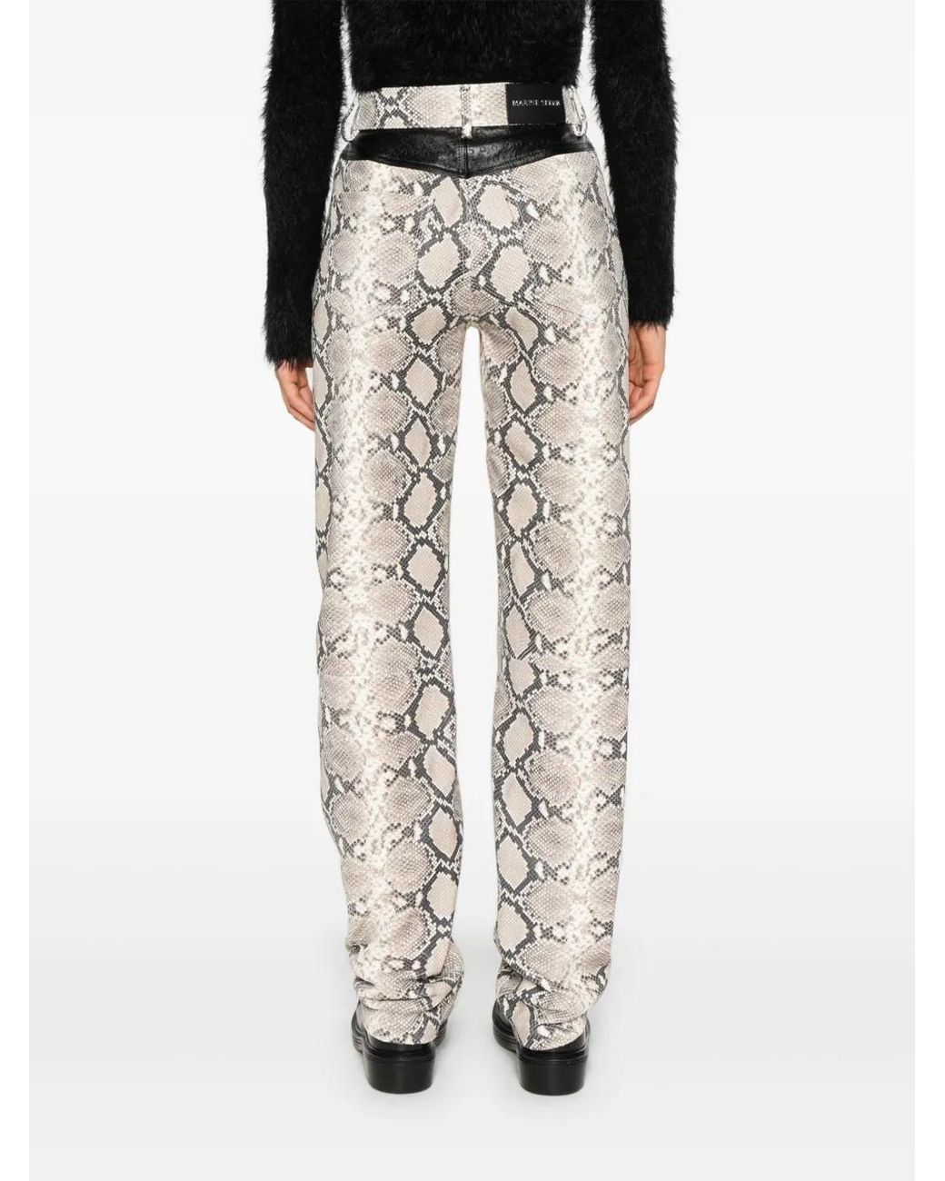 MARINE SERRE Natural Python-Print Trousers