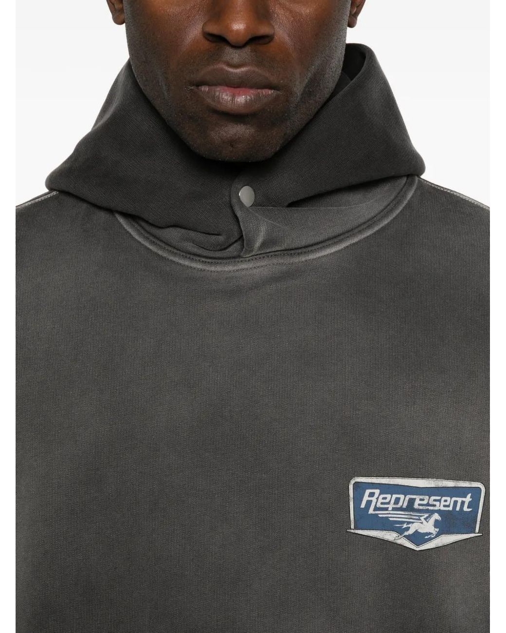Represent Gray Logo-Print Hoodie for men