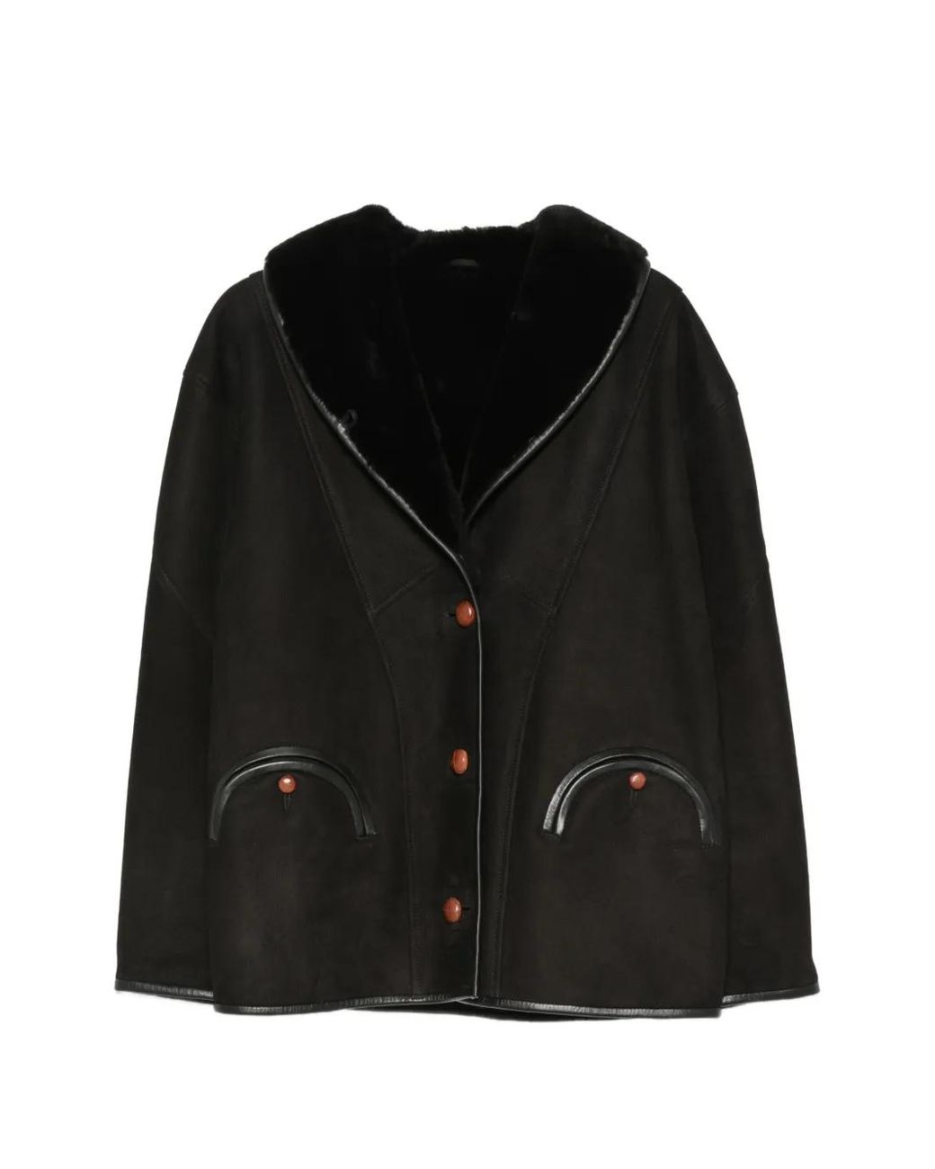 Blazé Milano Black Tatoosh Shearling Leather-Trimmed Jacket