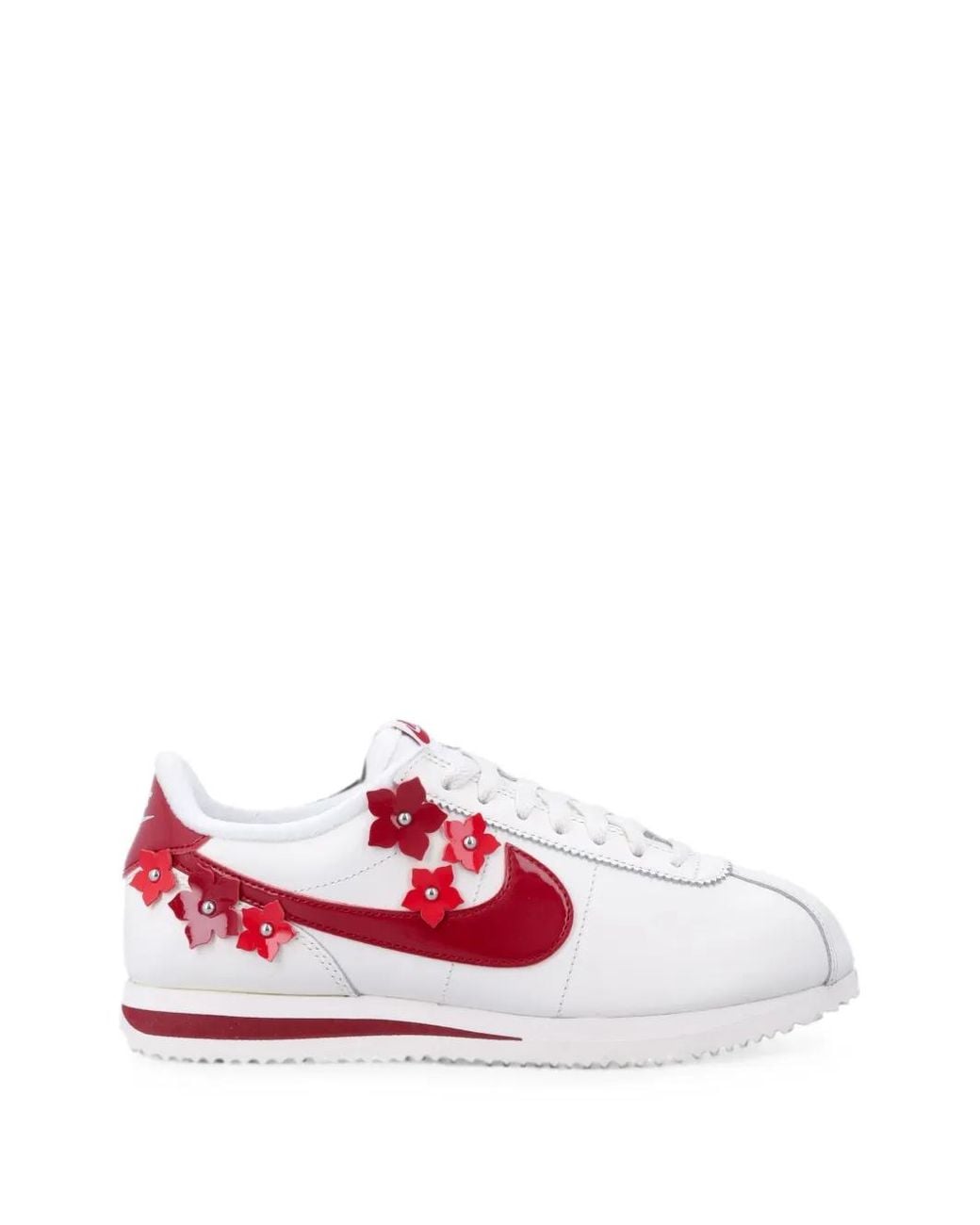 Nike Pink Cortez Floral-Appliqué Leather Sneakers