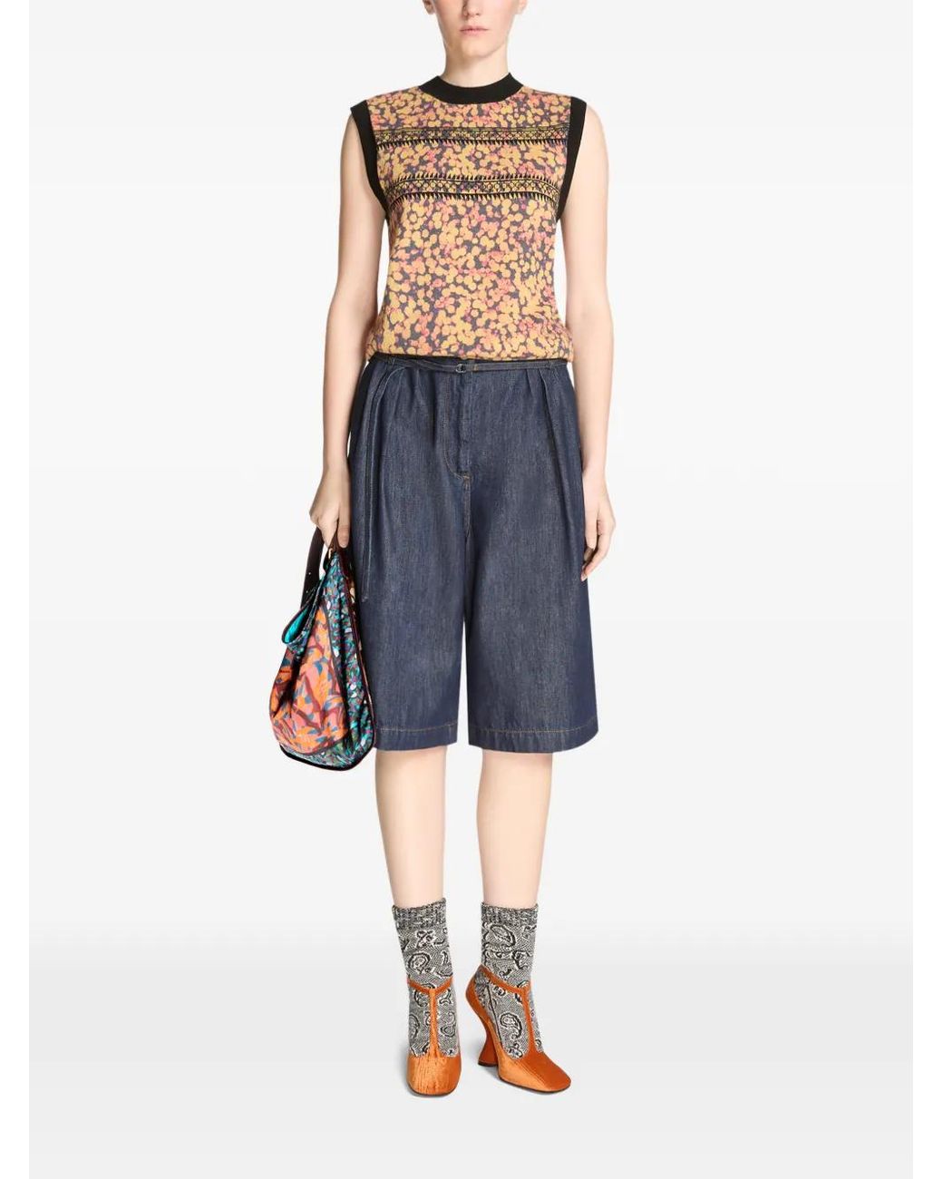 Dries Van Noten Orange Velvet Wedge Pumps