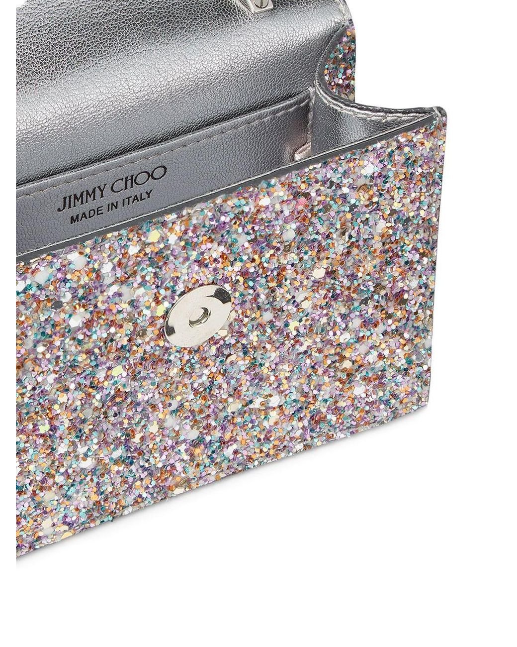 Jimmy Choo Mini Paris Glow-in-the-dark Glitter Bag in Metallic | Lyst