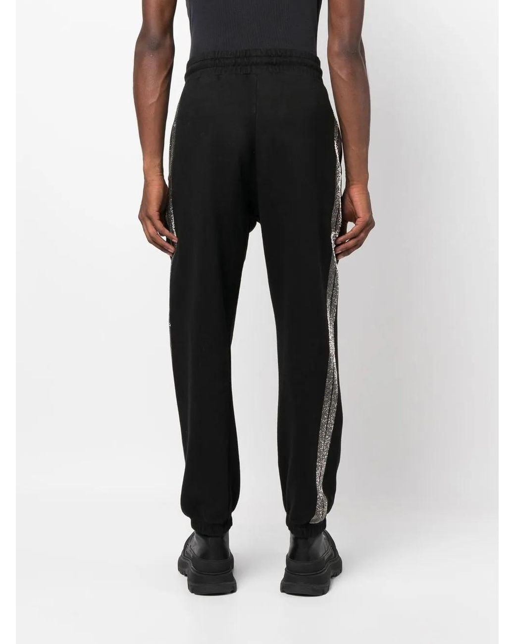 Palm Angels Black Logo-Print Cotton Track Pants for men