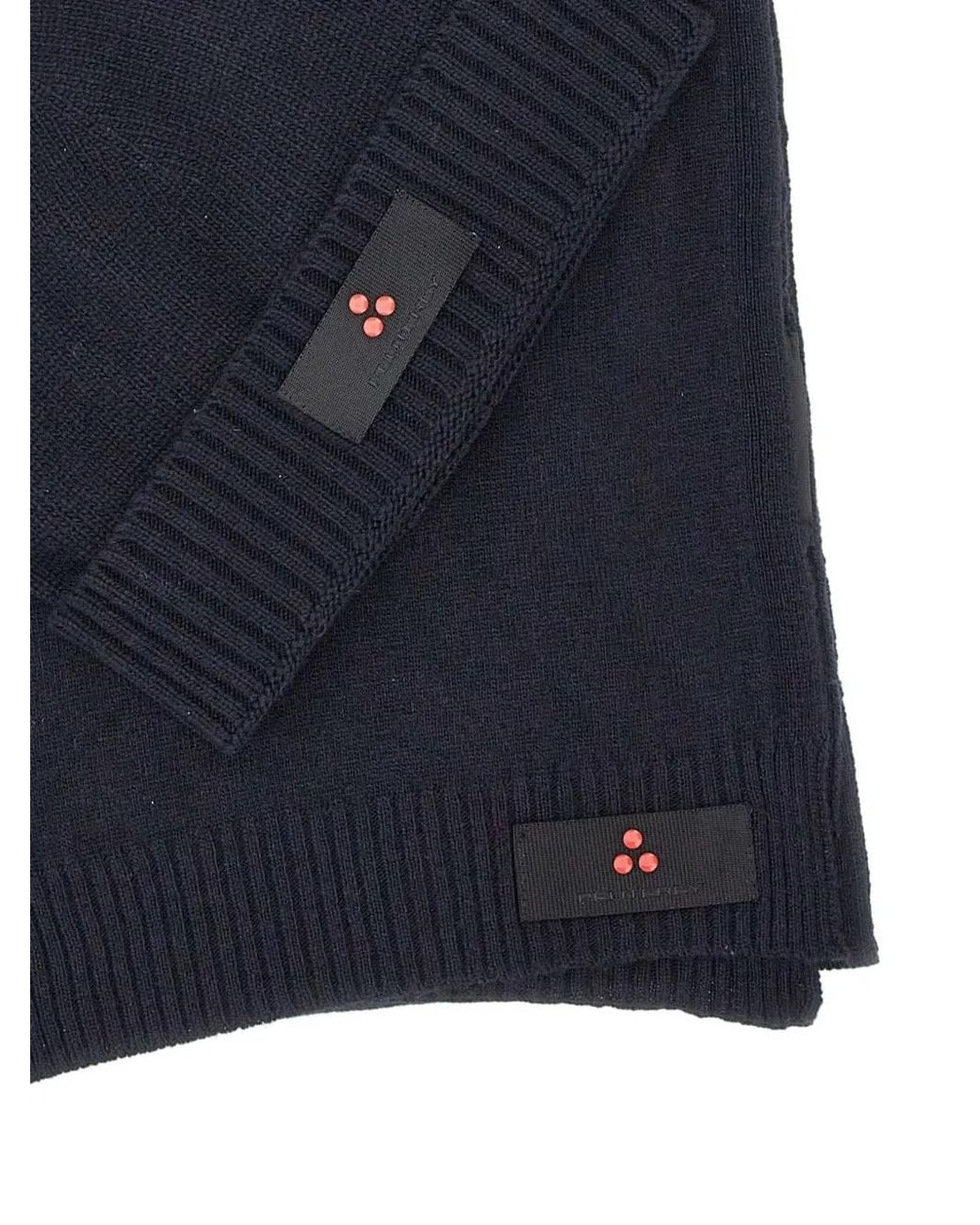 Peuterey Blue Logo-Patch Beanie Scarf Set
