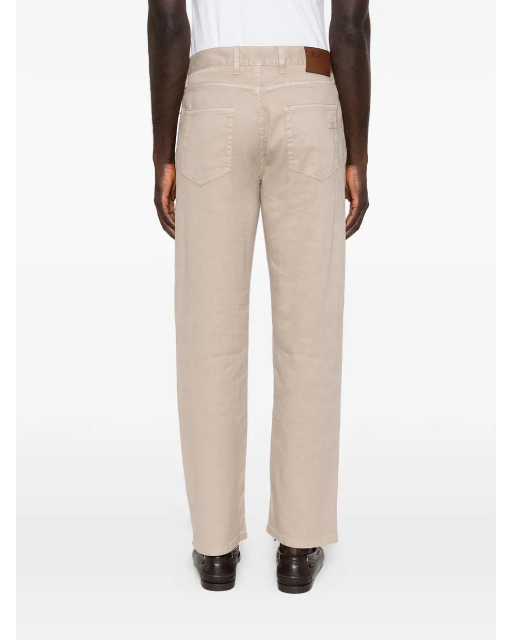 Pantaloni Con Passanti di Zegna in Natural da Uomo