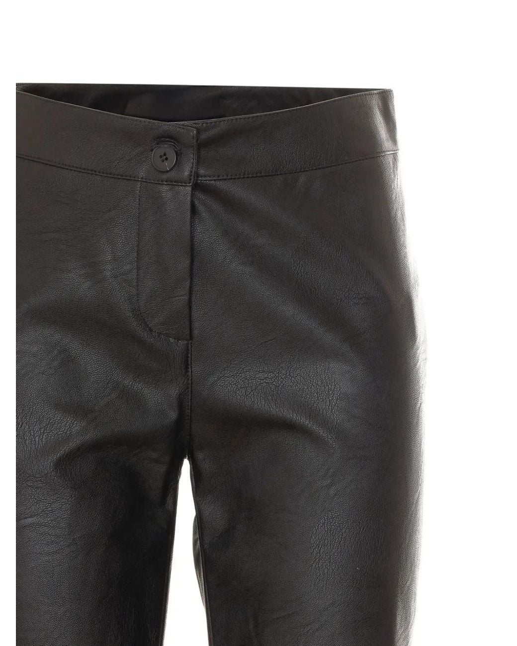 RUE DU BAC Black Leather-Effect Flared Trousers