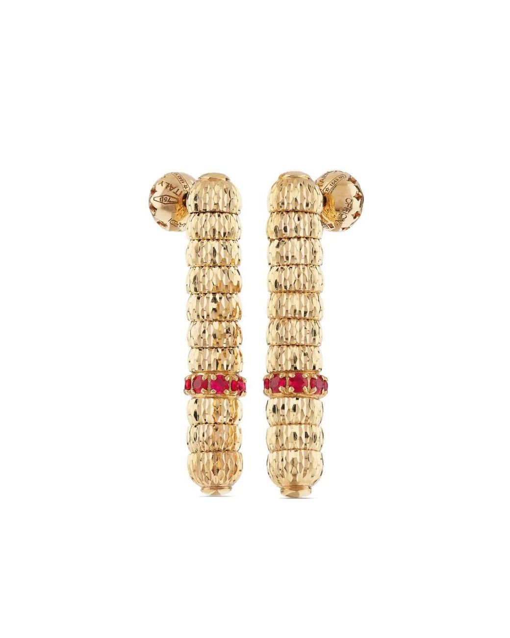 Officina Bernardi Metallic 18Kt Enigma Ruby Drop Earrings