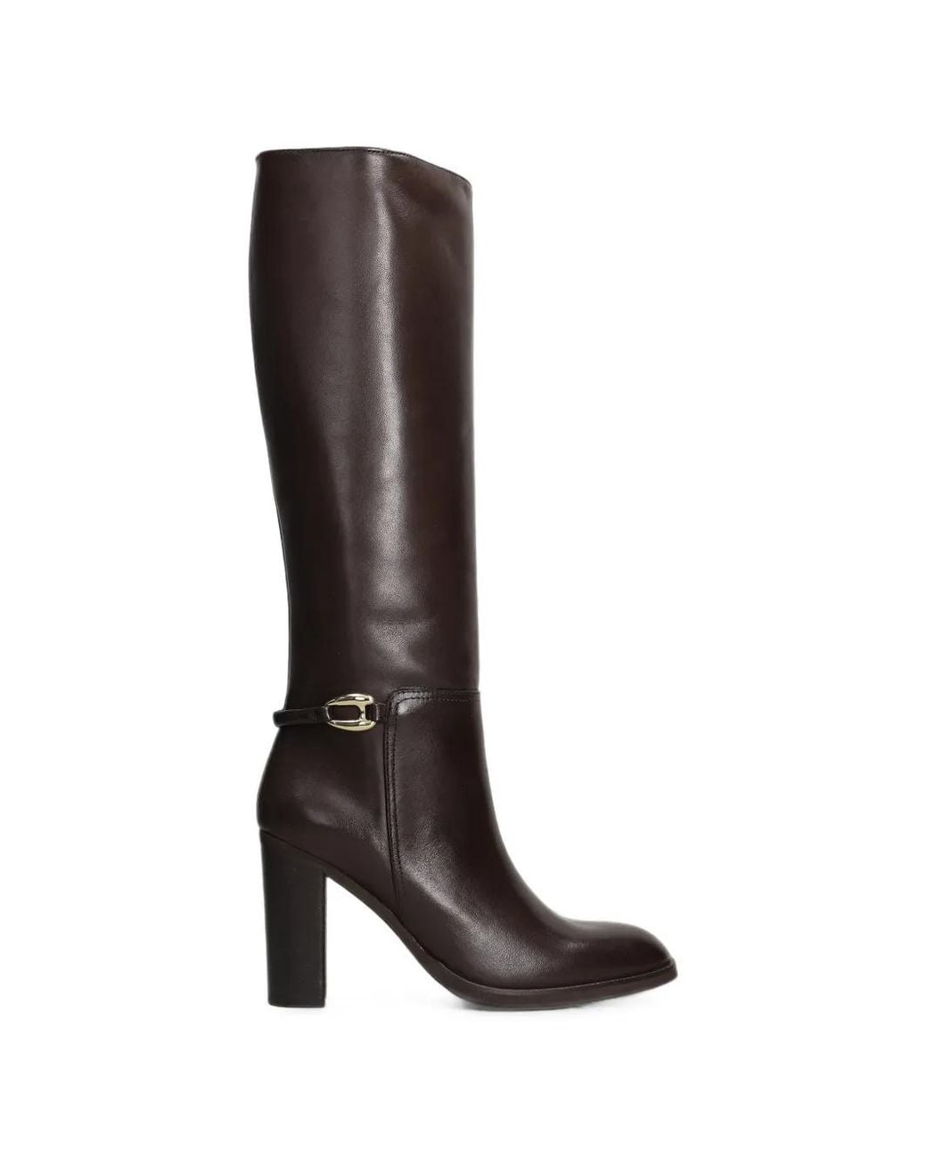 Chantal Black Buckle-Detail Block-Heel Boots
