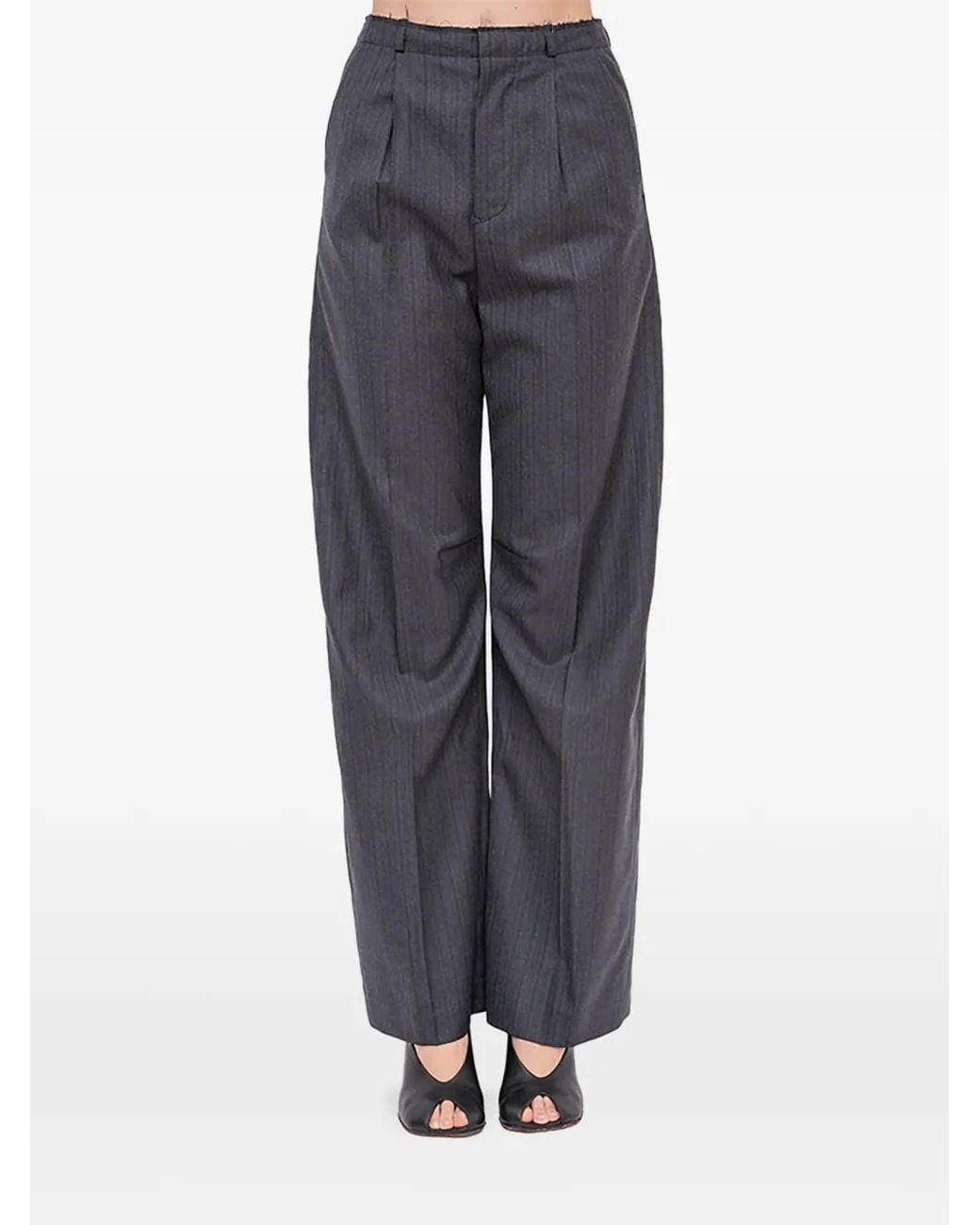MM6 by Maison Margiela Blue Pinstripe Oversized Trousers