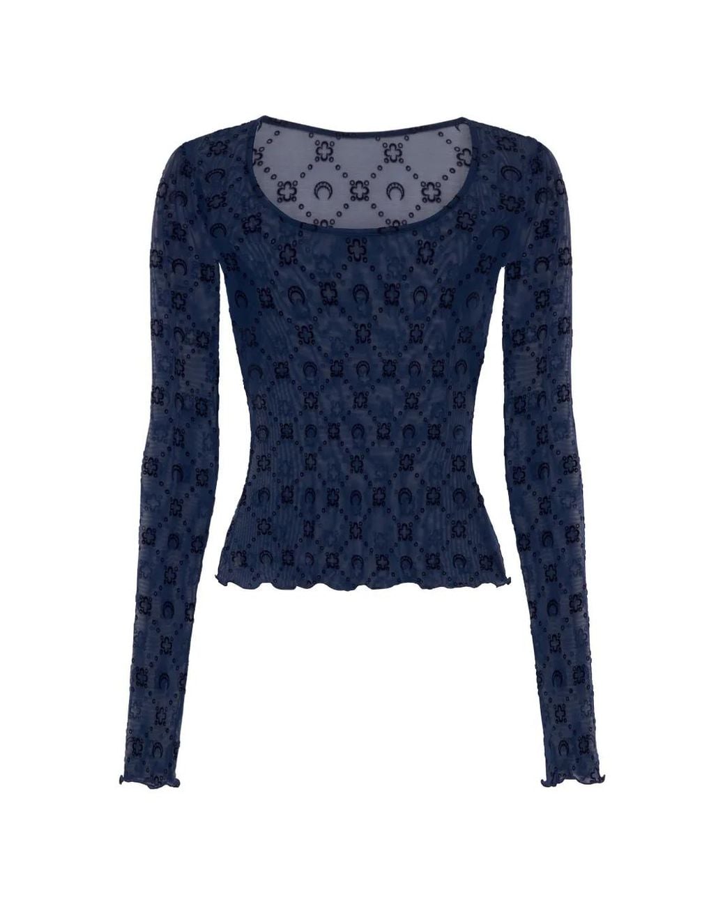 MARINE SERRE Blue Moonogram Mesh T-Shirt