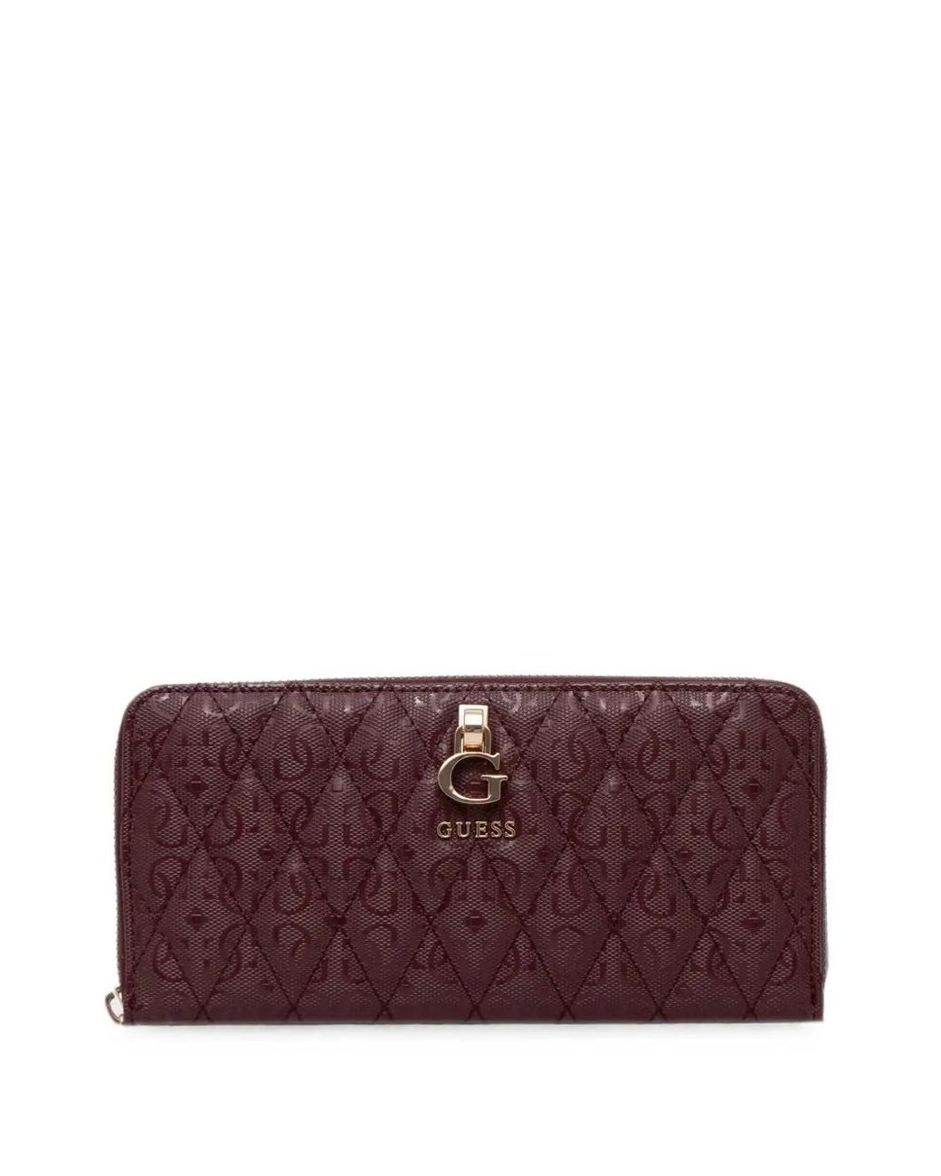 Guess Purple Quilted Monogram-Embossed Wallet