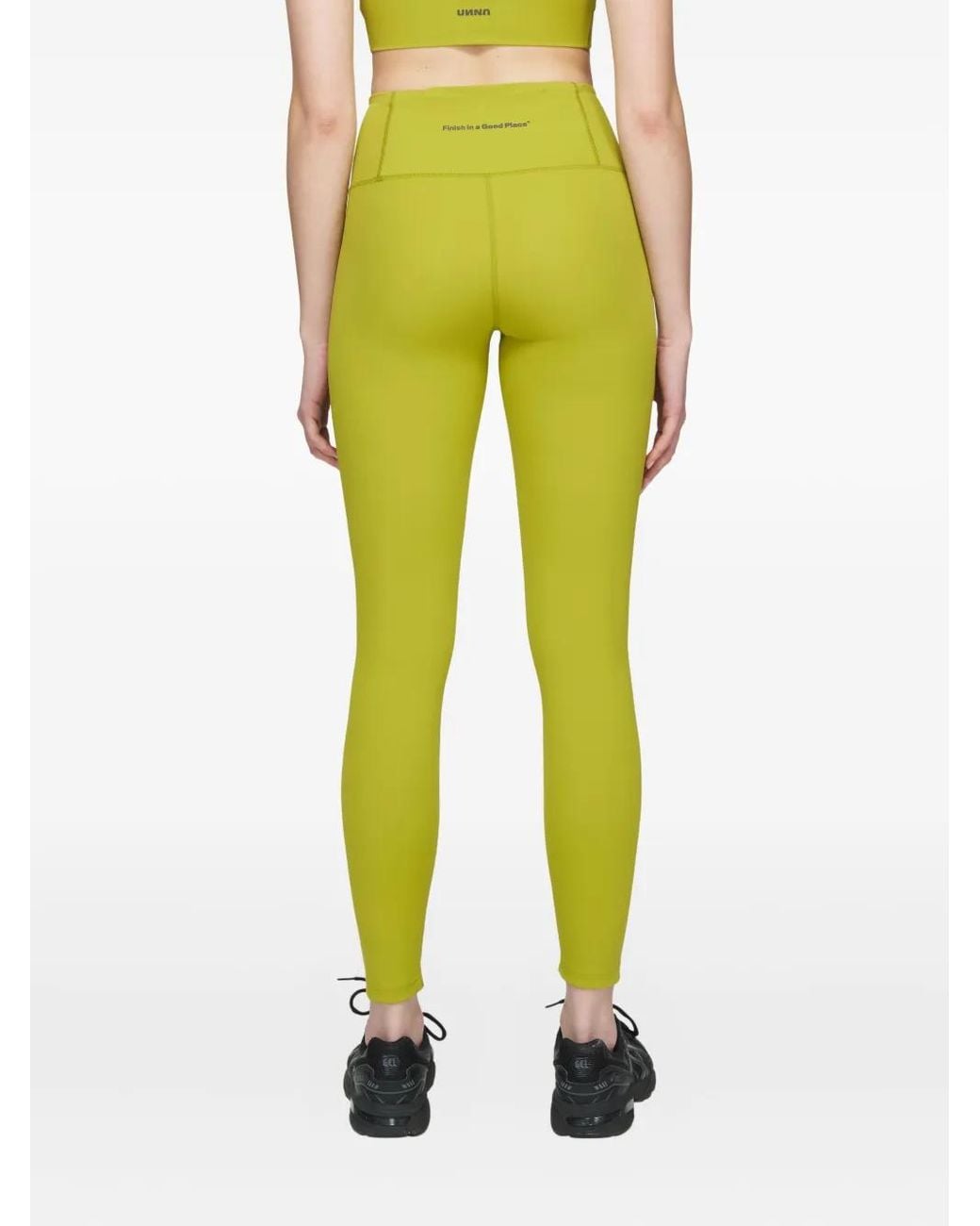 UNNA Yellow Logo-Print Leggings