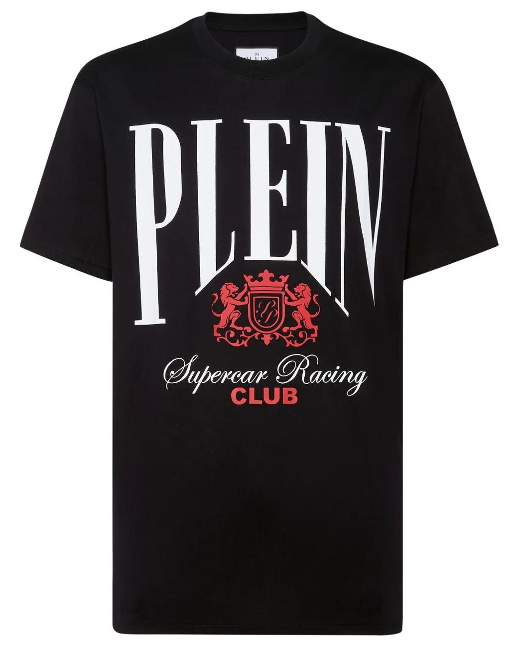 Philipp Plein Black Jersey T-Shirt Round Neck Ss Cars Racing for men