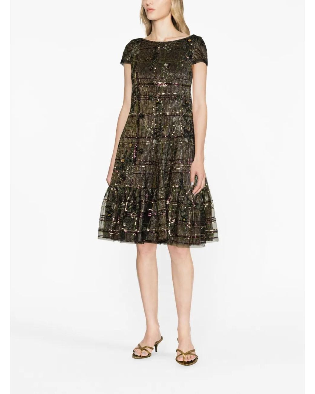 Talbot Runhof Black Sequin-Embellished Metallic Dress