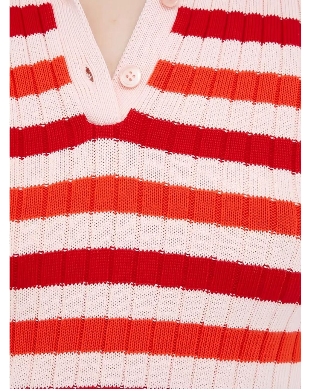 Benetton Red Striped Polo Shirt