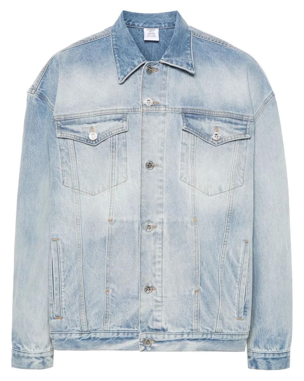 Vetements Blue Embossed-Logo Denim Jacket