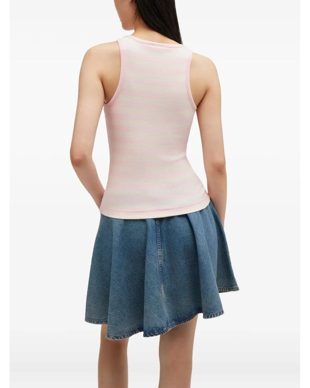Ganni Pink Tank Top Natural Stripes