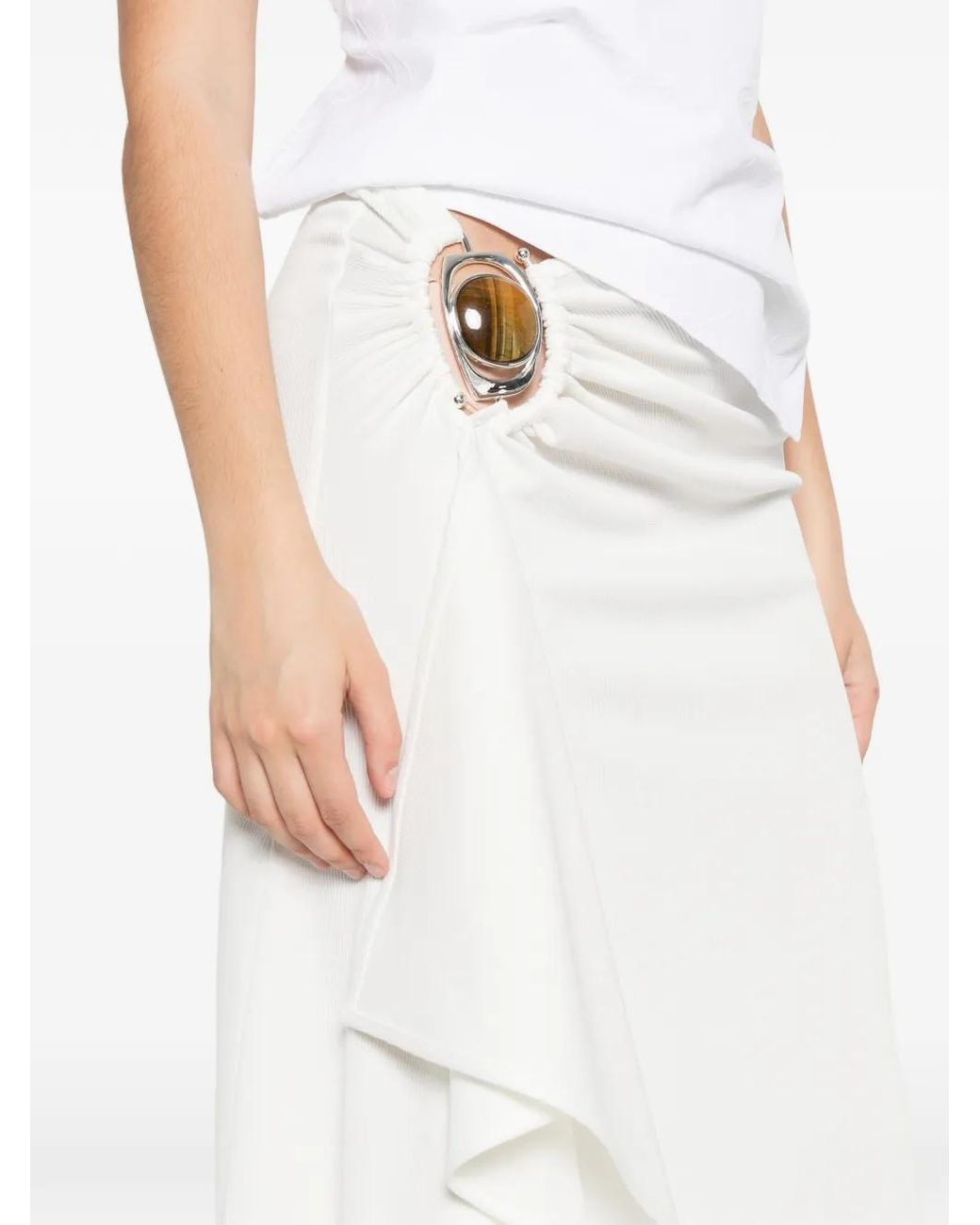 Christopher Esber White Occhio Crystal-Embellished Skirt