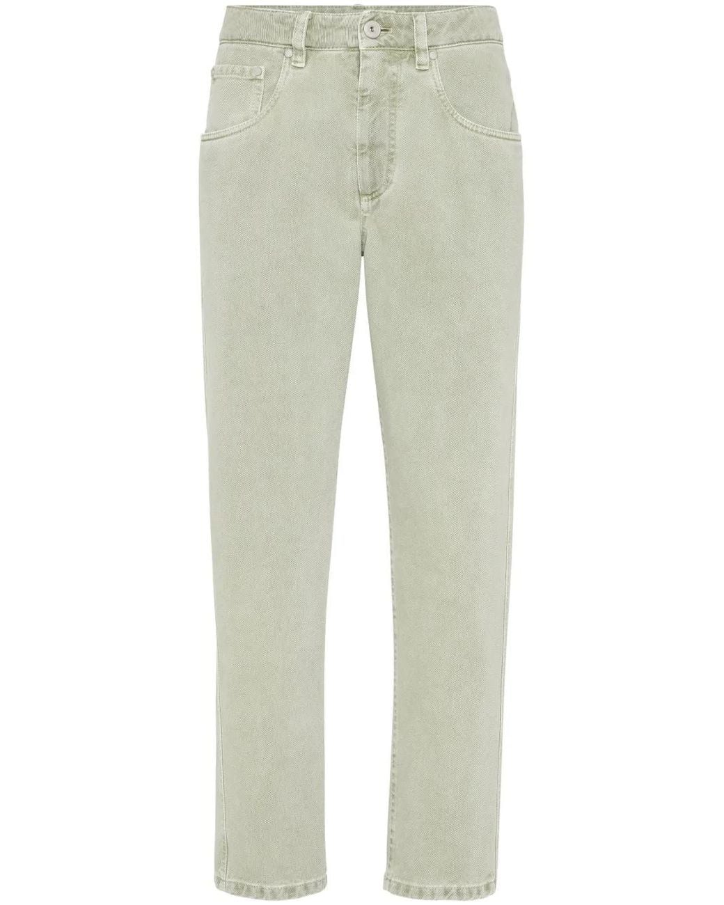 Brunello Cucinelli Green High-Rise Straight Jeans