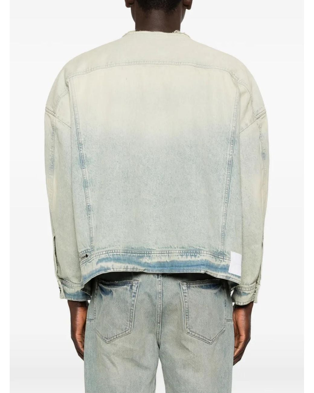 Isabel Benenato Blue Frayed-Hem Jacket for men
