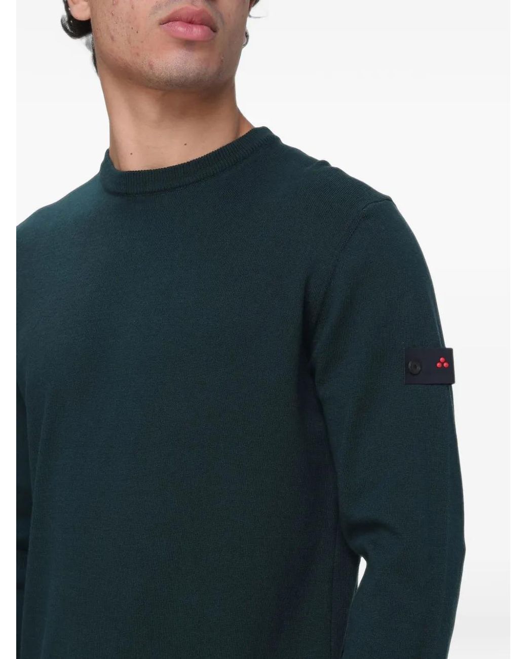 Peuterey Blue Logo-Patch Elbow-Patch Sweater for men
