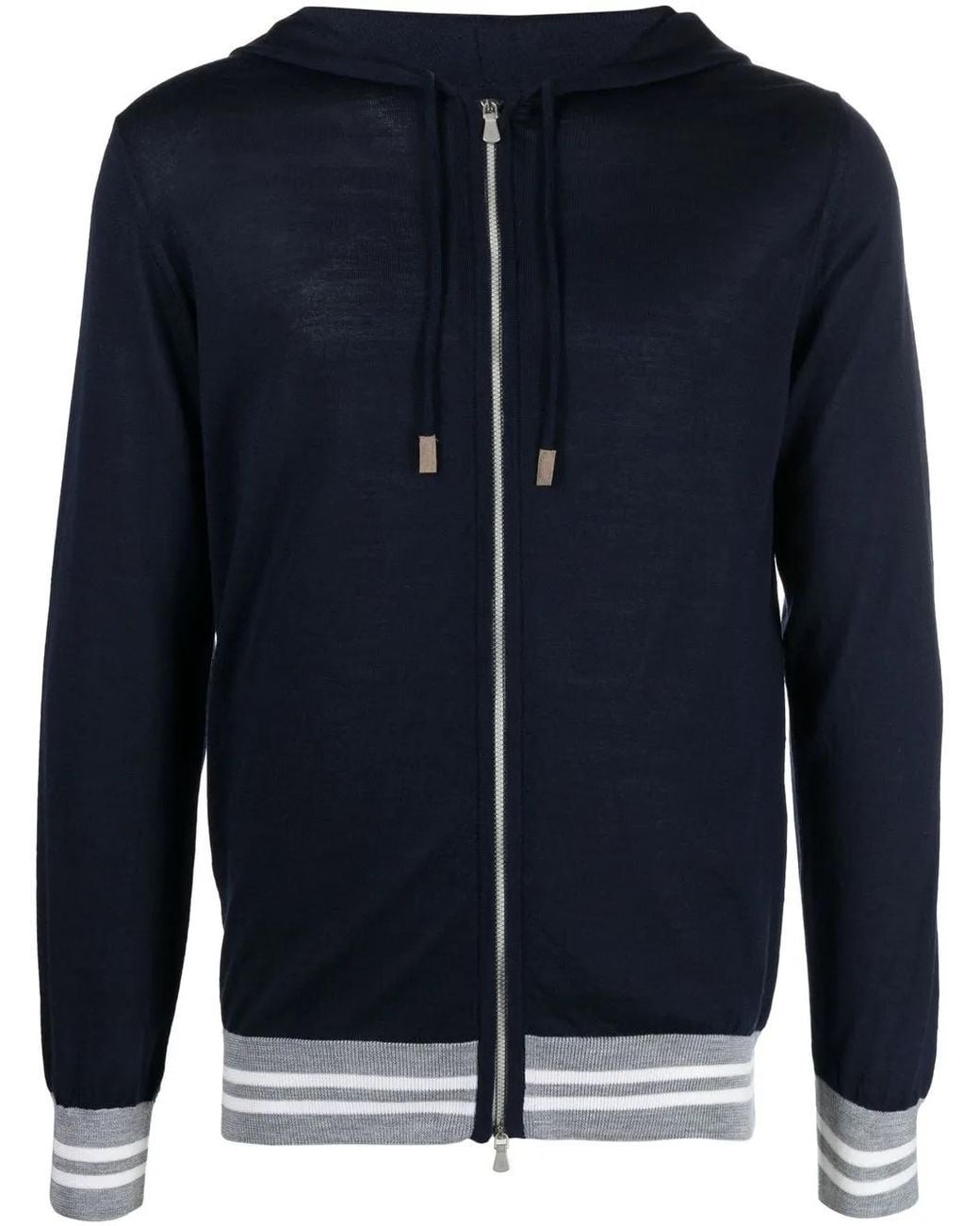 Eleventy Blue Drawstring Zip-Up Hoodie for men
