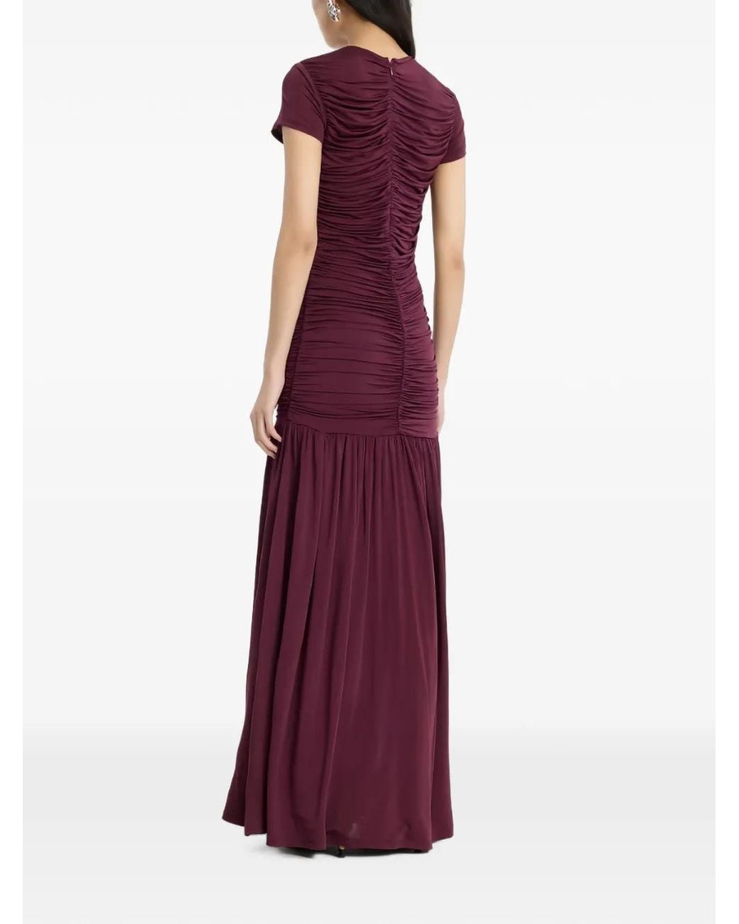 ROTATE BIRGER CHRISTENSEN Purple Gathered Maxi Dress Bordeuax