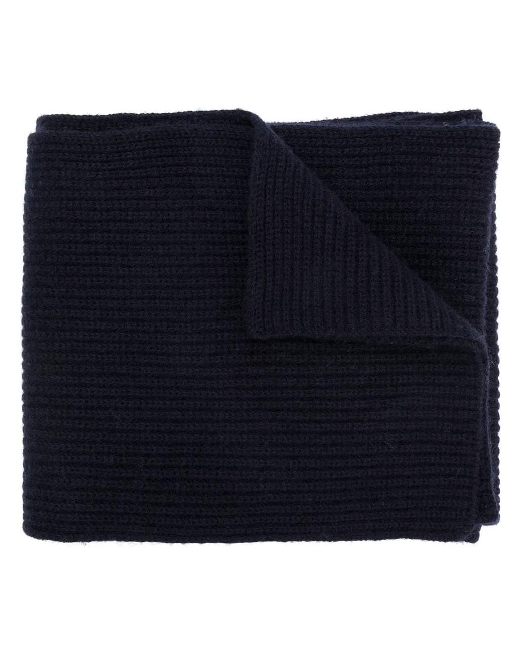 N.Peal Cashmere Blue Chunky Ribbed Cashmere Scarf