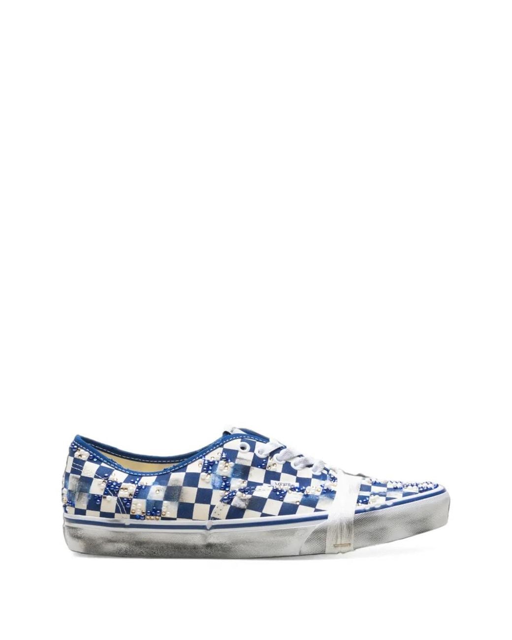 Vans Blue Authentic Checkered Beaded Sneakers for men