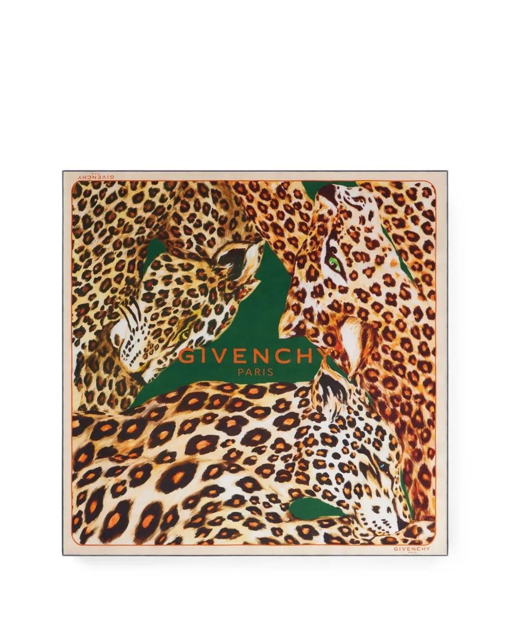 Givenchy Metallic Silk Leopard Print Scarf