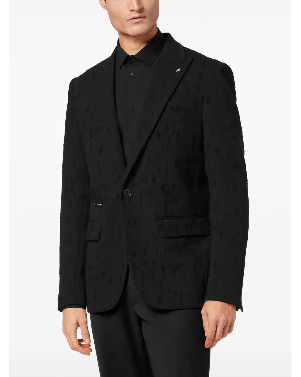Philipp Plein Black Distressed Blazer for men