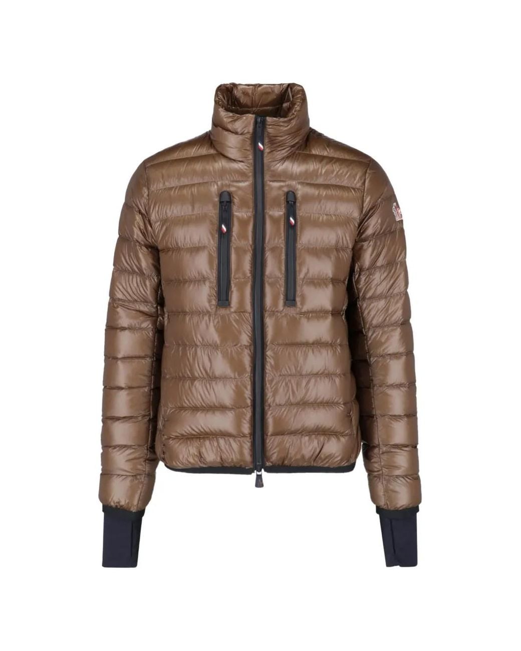Moncler Brown Quilted High-Neck Jacket for men