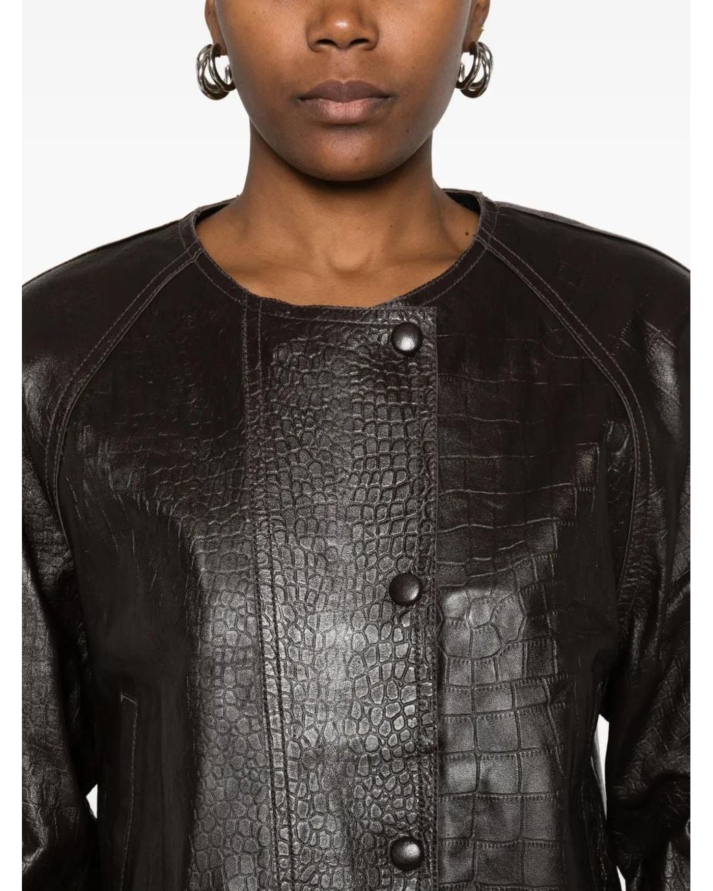 Stand Studio Gray Leather Coat