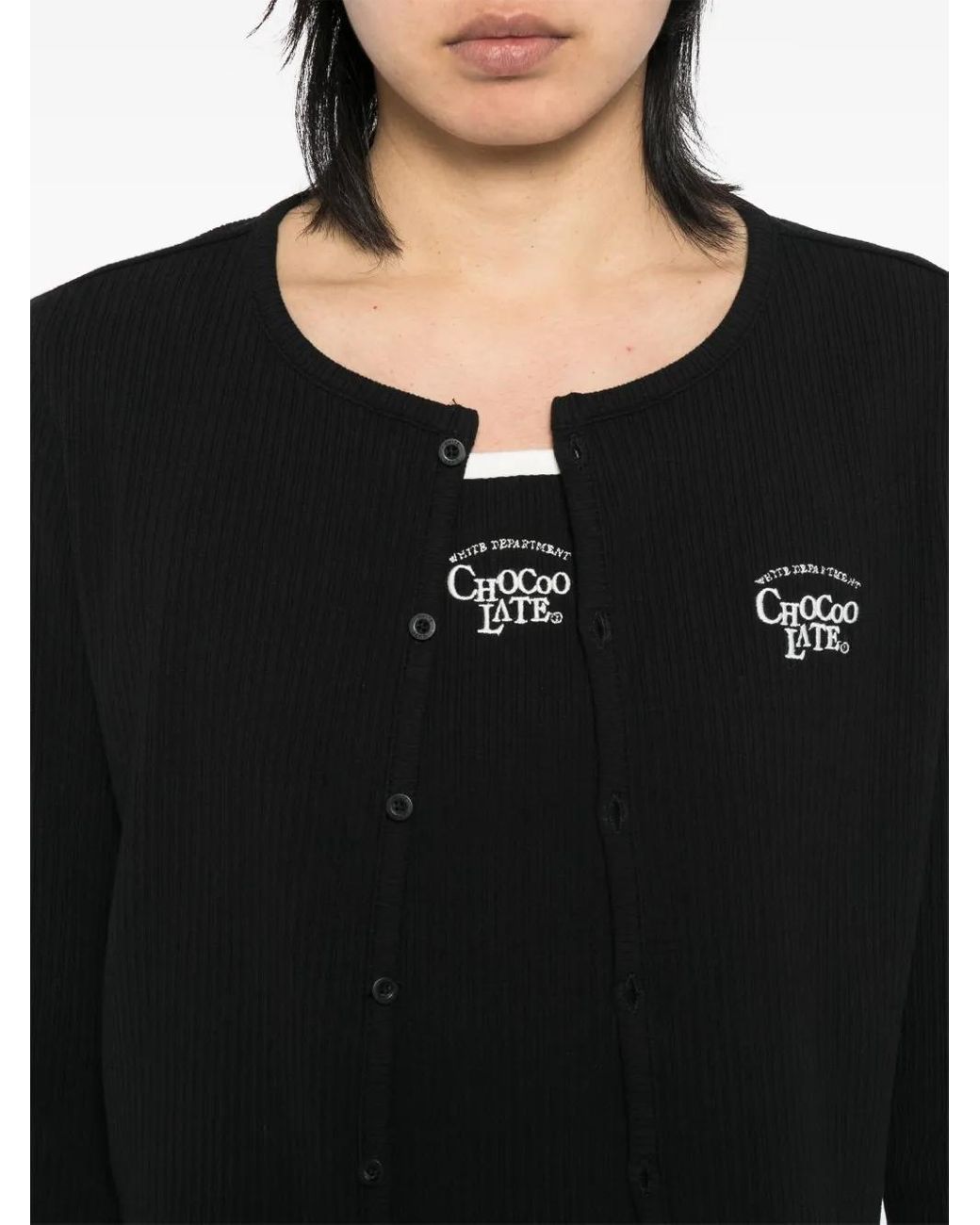 Chocoolate Black Logo-Embroidered Top