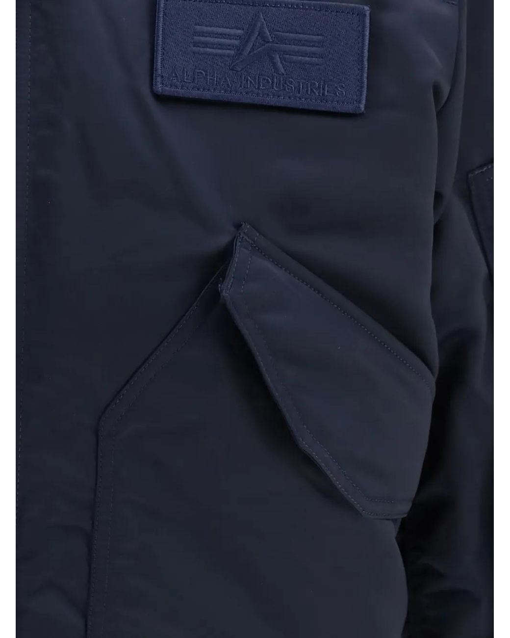 Alpha Industries Blue Cwu-45/P Logo-Patch Bomber Jacket
